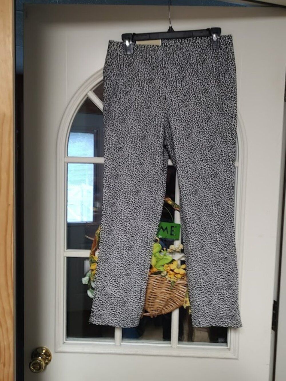 New Michael Kors Black White Designed Super Skinny Crop Pull On Pants Women's M
